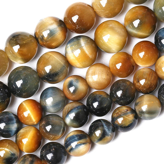 12MM Dream Blue Tiger Eye Stone Beads Natural Gemstone Round Loose Beads for Jewelry Making Bracelet Necklace 32pcs 15"