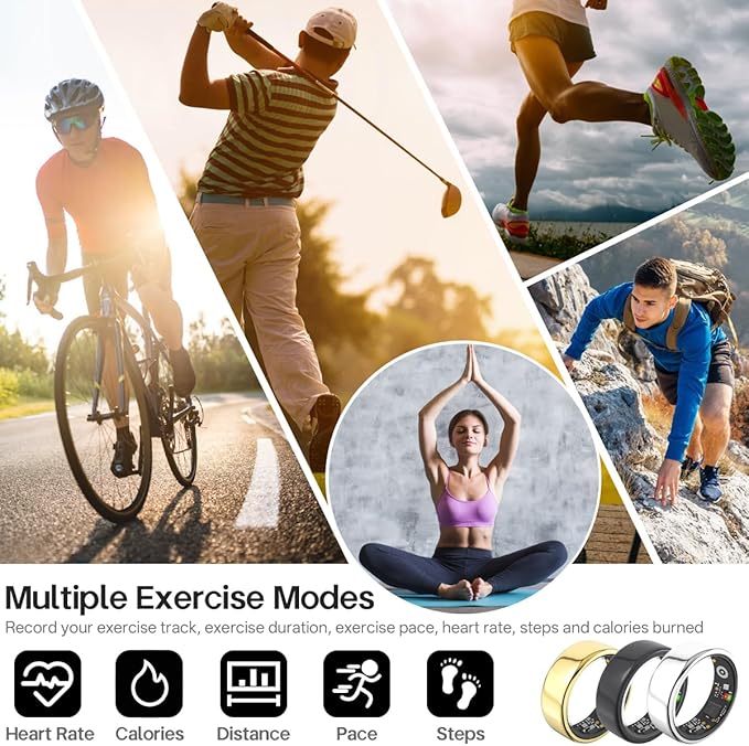 Smart Rings for Women Men,Fitness Tracker Ring,Heart Rate,Blood Oxygen,Blood Pressure,Step Tracker,Sleep Monitoring,No Subscription Fee,IP68 Waterproof Smart Ring for iPhone&Android(Pink 9)
