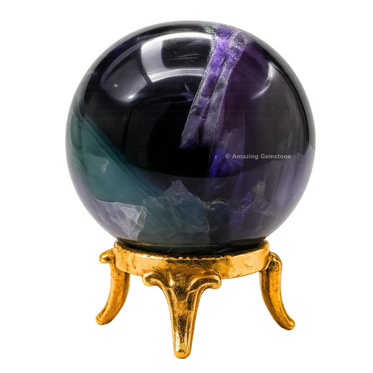 Amazing Gemstone Fluorite Crystal Ball with Stand - 2 Inches Crystal Sphere Meditation Balls for Witchcraft and Decorative Balls