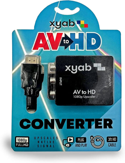 XYAB 1080P AV to HDMI Converter RCA to HDMI Adapter for TV, Monitor, or Projector Supports HD Video & Audio Compatible