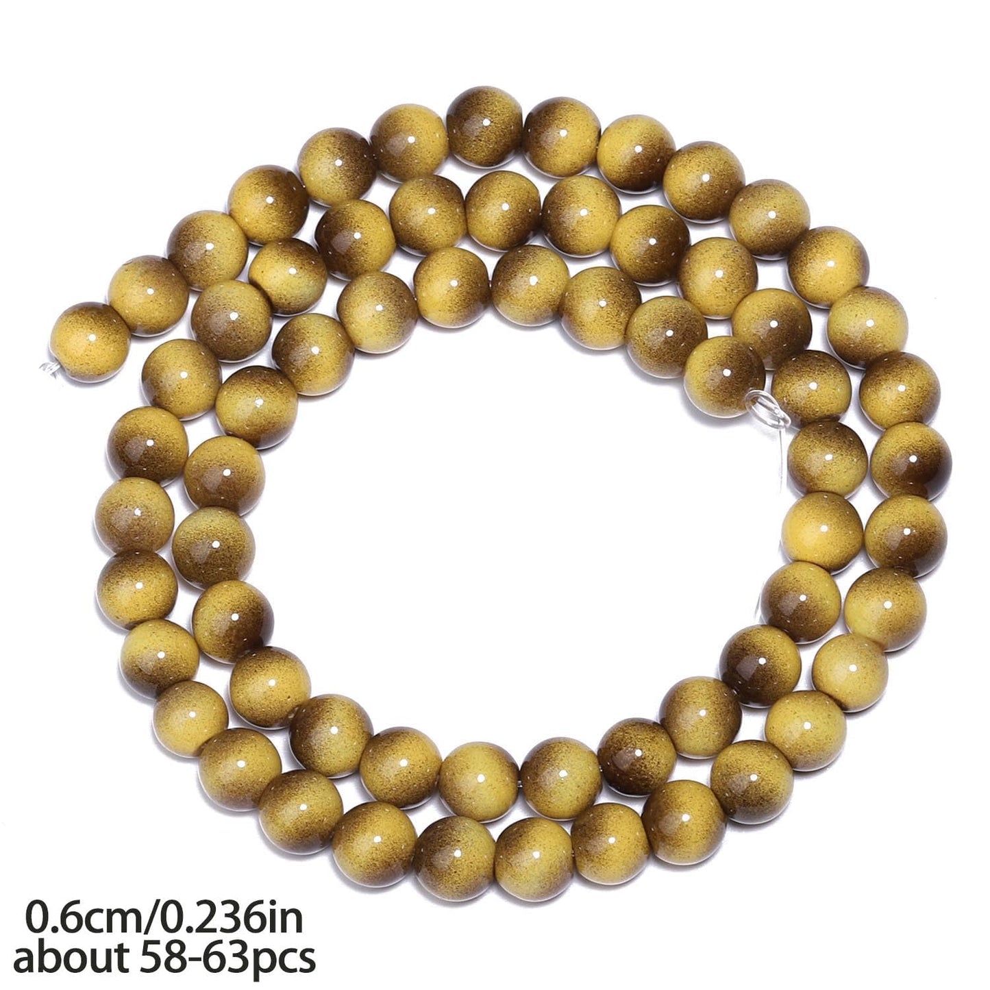 Song Xi 60PCS 6mm Khaki Tiger Eye Gemstone Beads for Jewelry Making, Round Smooth Glass Beads for DIY Bracelet Necklace Earring Keychain, Arts and Crafts, for Christmas Wedding Birthday