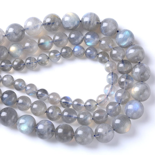 10mm 36pcs 7A Natural Gray Labradorite Gemstone Beads for Jewelry Making DIY Bracelet Necklace Accessories 15" Energy Healing Power Stone Beads (Gray Labradorite, 10mm)