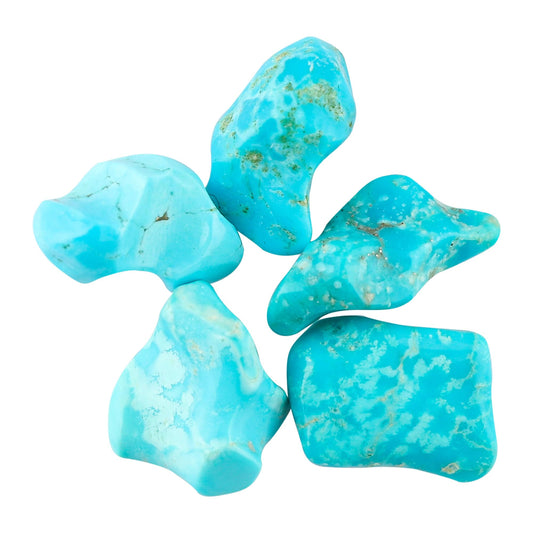CRYSTALINES 5pcs, Wholesale Genuine Sky Blue Turquoise Gemstones, Assorted Polished Rough Stone, Bulk Loose Supplies for Jewelry Making, Healing Crystals, December Birthstone, Gem Collection