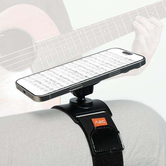 A2C 360 Magnetic Guitar Phone Holder Mount with Adjustable Elastic Strap | Rotatable Ball Head | Guitar Accessory Gift