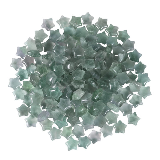 SUNYIK Pack of 20 Mini Star Crystal Pocket Stone, Healing Crystal Worry Stone for Reiki Meditation Anxiety Stress Jewelry Making, Fluorite