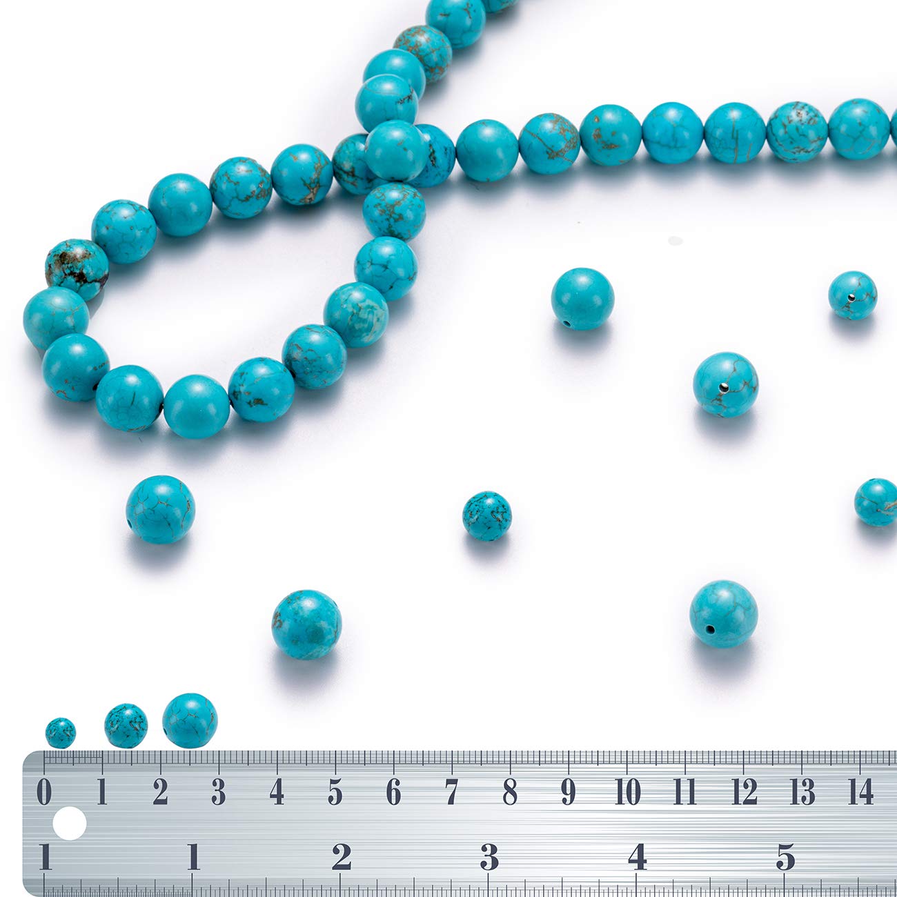 BEADIA Natural Blue Turquoise Stone Round Loose Semi Gemstone Beads for Jewelry Making 8MM 44PCS