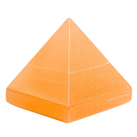 Amazing Gemstone Orange Selenite Pyramid Crystal Healing Stones - 2" Great Pyramid Figurine of Natural Stone Pyramid for Meditation, Reiki, Chakra Balancing and Crystal Pyramids Grid