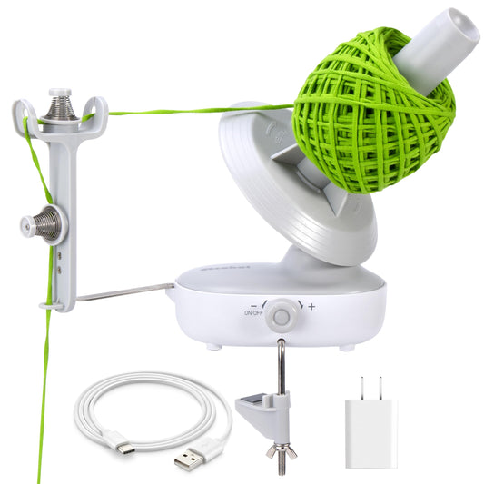 Etcokei Electric Yarn Winder for Crocheting, Upgrade Dual-Spring Tension 10oz Large Capacity, Stepless Speed Automatic Yarn Winder Wool Spinner Roller for Crochet Lovers(Gray)