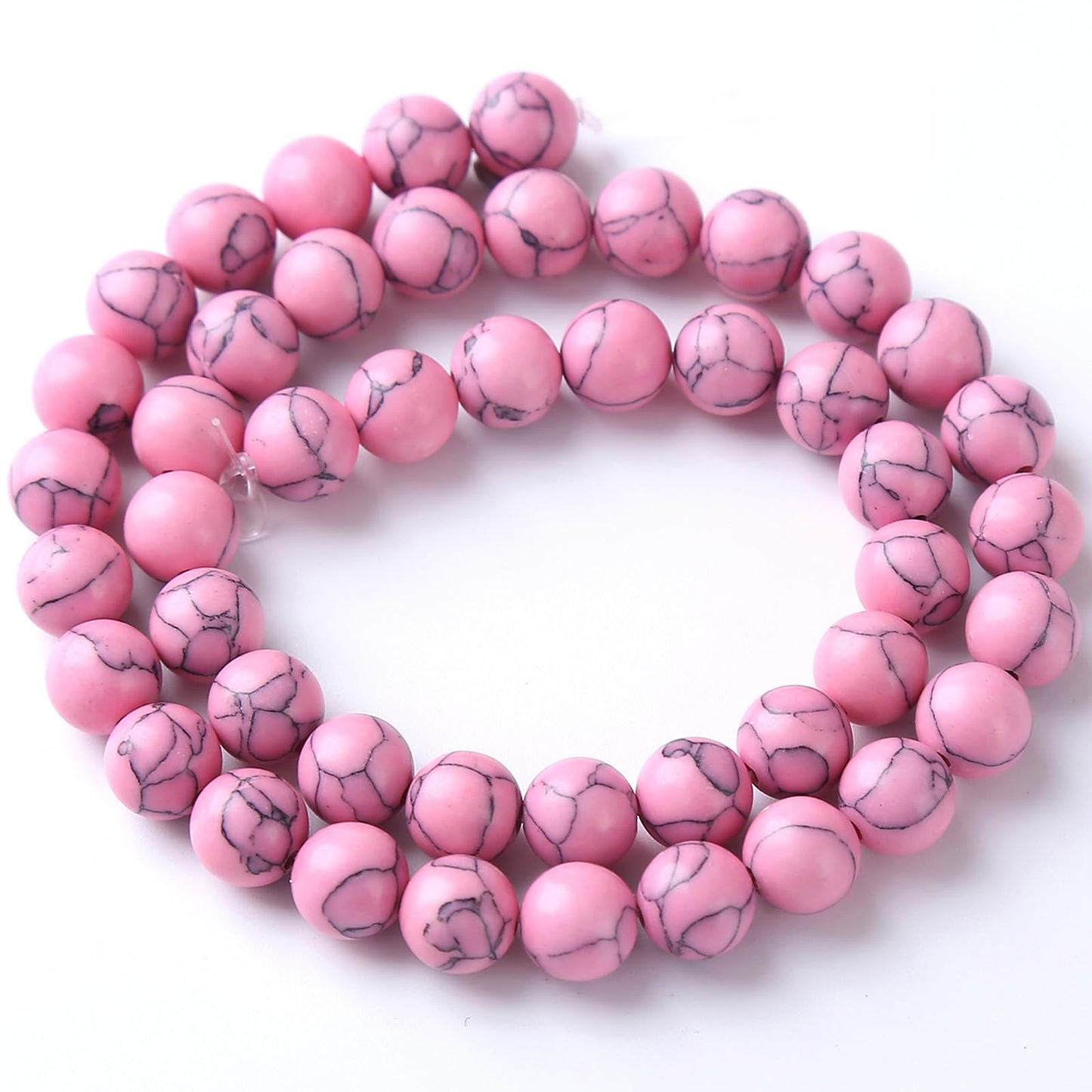 36pcs 10mm Pink Turquoise Beads Natural Stone Round Loose Spacer Beads for Jewelry Making DIY Bracelet Necklace 1 Strand 15inch