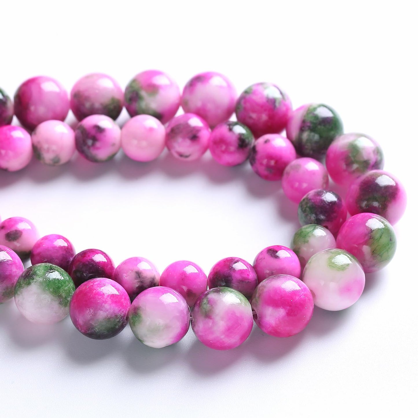 12MM 32PCS Pink Green Persian Jade Spacer Loose Beads for Jewelry Making DIY Bracelet Necklace
