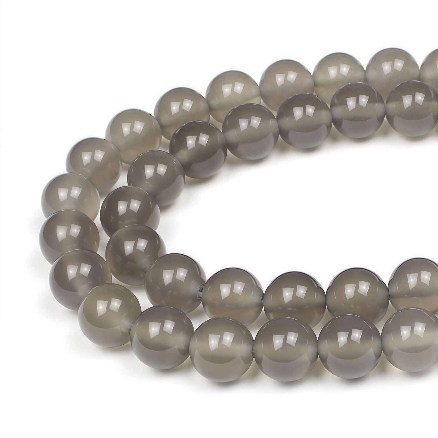 MJDCB 7A Natural Grey Agate Gemstone Round Stone Beads for Jewelry Making DIY Bracelet Necklace (8mm)