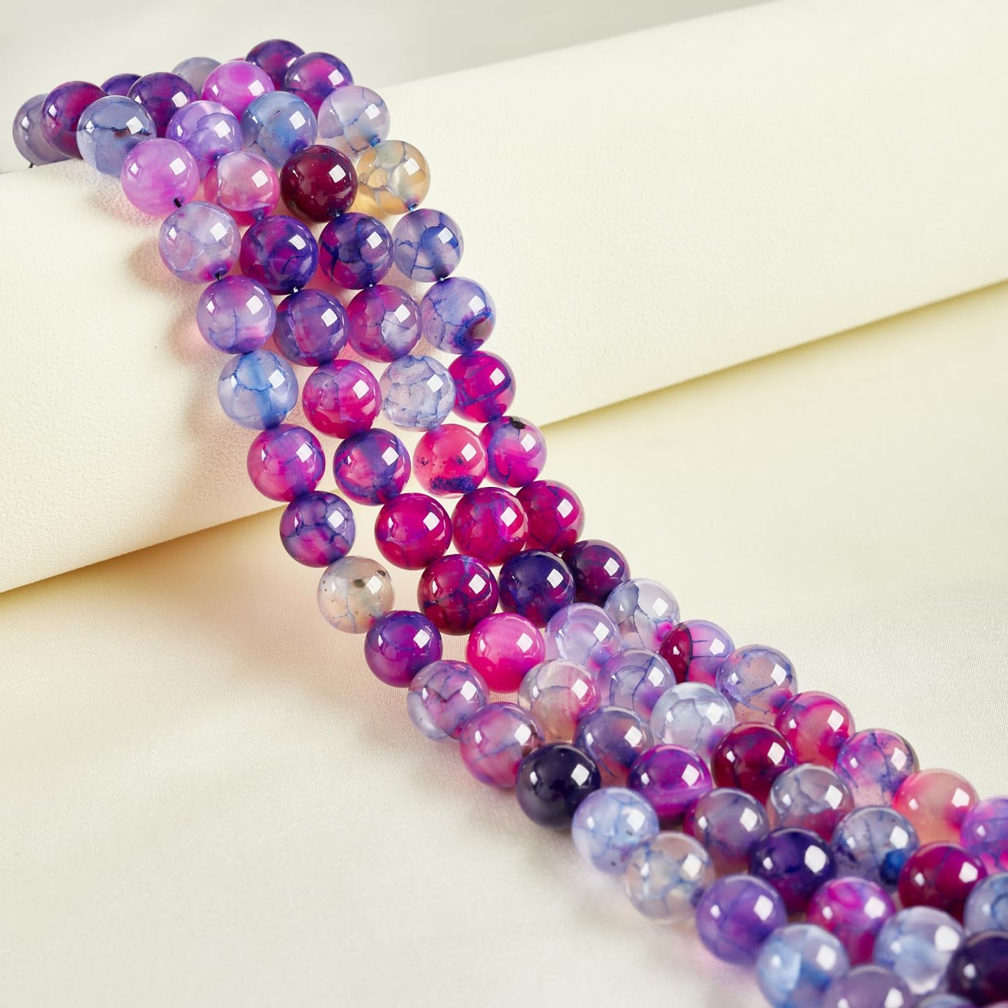 100pcs 10mm Purple Dragon Vein Agate Beads Natural Gemstone Beads Round Loose Beads for Jewelry Making