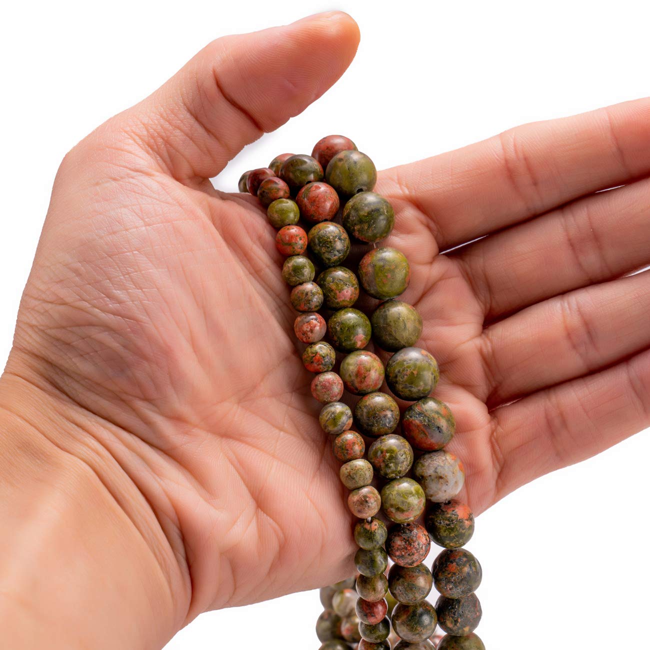 BEADIA Natural Unakite Stone Round Loose Semi Gemstone Beads for Jewelry Making 6MM 61PCS
