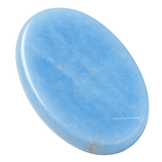 Amazing Gemstone Angelite Worry Stone Crystals & Healing Stones - Worry Stones for Stress Relief Gifts - Piedra Crystal Fidget for Meditation, Relaxation - Unique Stocking Stuffers and Gifts