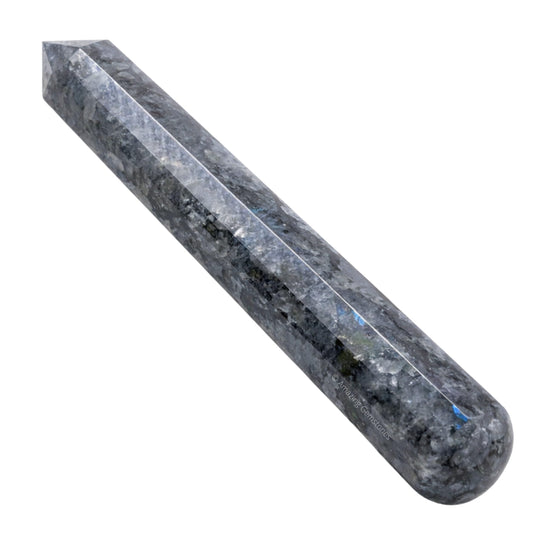 Amazing Gemstone Larvikite Crystal Wand Massage Stick - Pelvic Wand Gua Sha for Adults - Crystals and Healing Stones Massage Wands for Adults Gifts (Pointed)