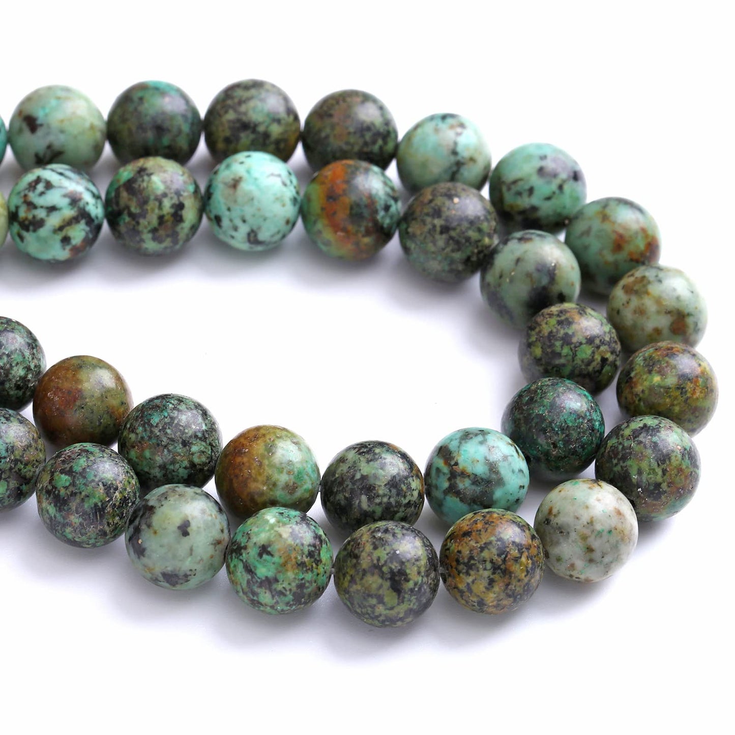 10MM 36PCS Natural Stone Green African Turquoise Spacer Loose Beads for Jewelry Making DIY Bracelet Necklace