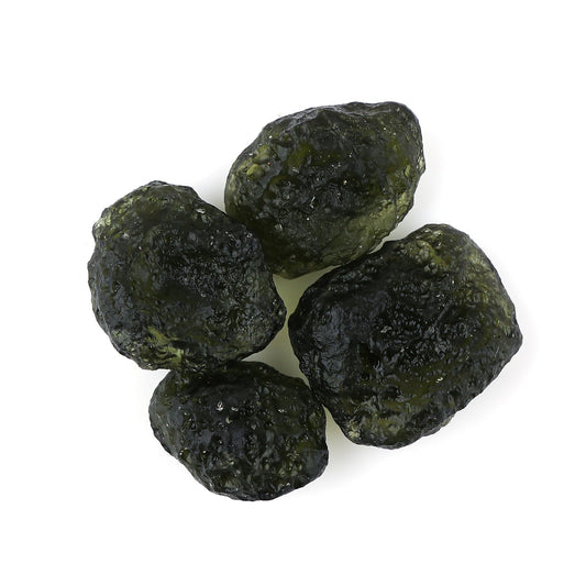 CRYSTALIS 4pcs Raw Synthetic Moldavite, High Grade Loose Gemstone Wholesale Bulk Rough Jewelry Making Supply, Chakra Stones, Wire Wrapping, DIY, Gem Collection