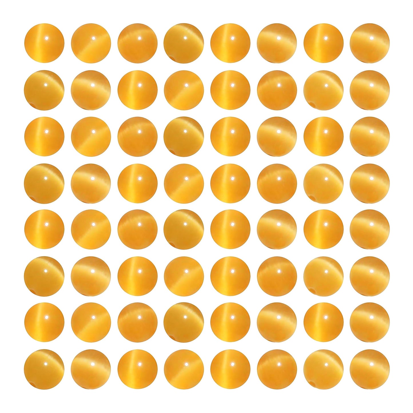 MJDCB 35pcs Golden Yellow Cat Eye Stone Beads 10mm Round Crystal Loose Bead for Jewelry Making DIY Bracelets Necklace Accessories