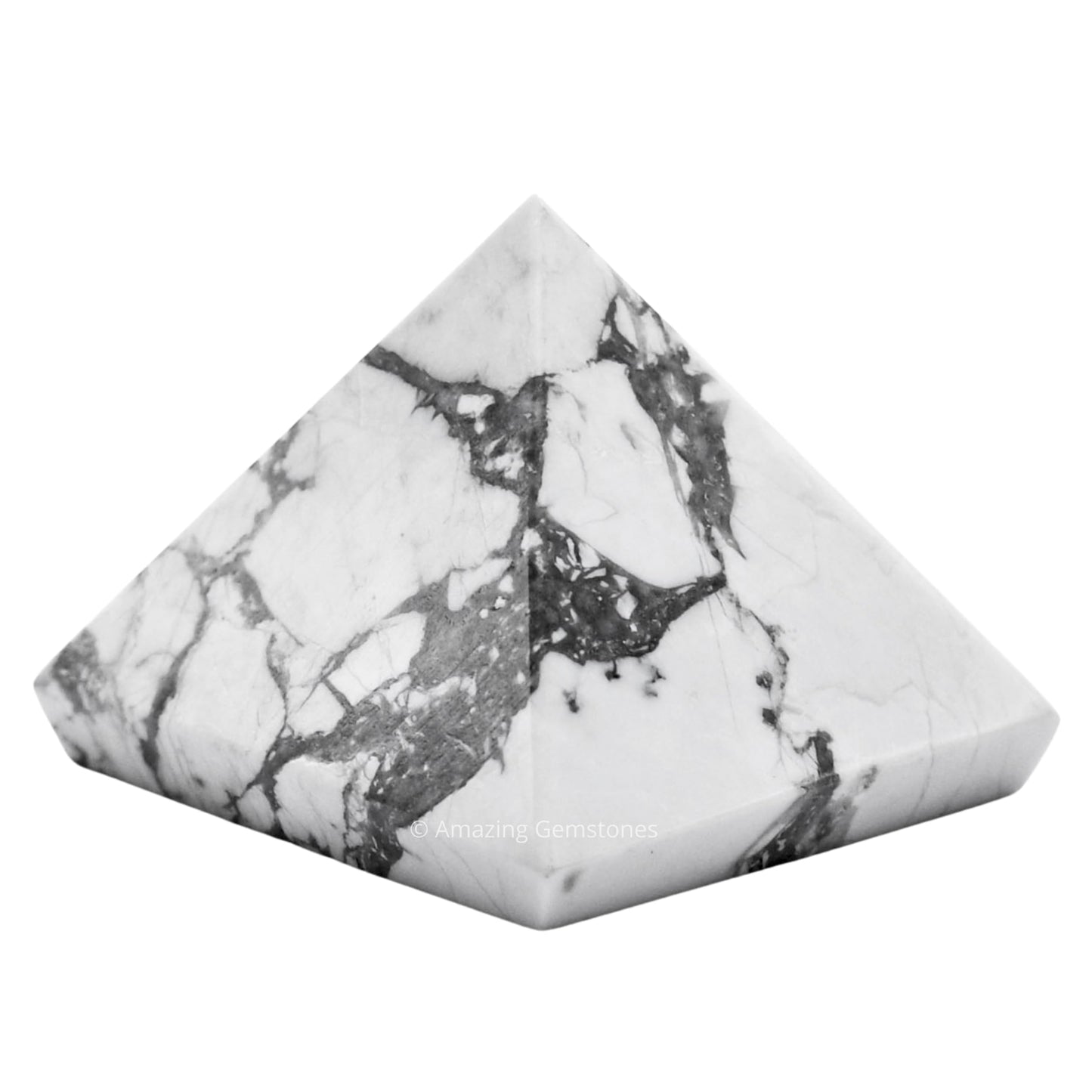 Amazing Gemstone Howlite Pyramid Crystal Healing Stones - 1" Great Pyramid Figurine of Natural Stone Pyramid for Meditation, Reiki, Chakra Balancing and Crystal Pyramids Grid