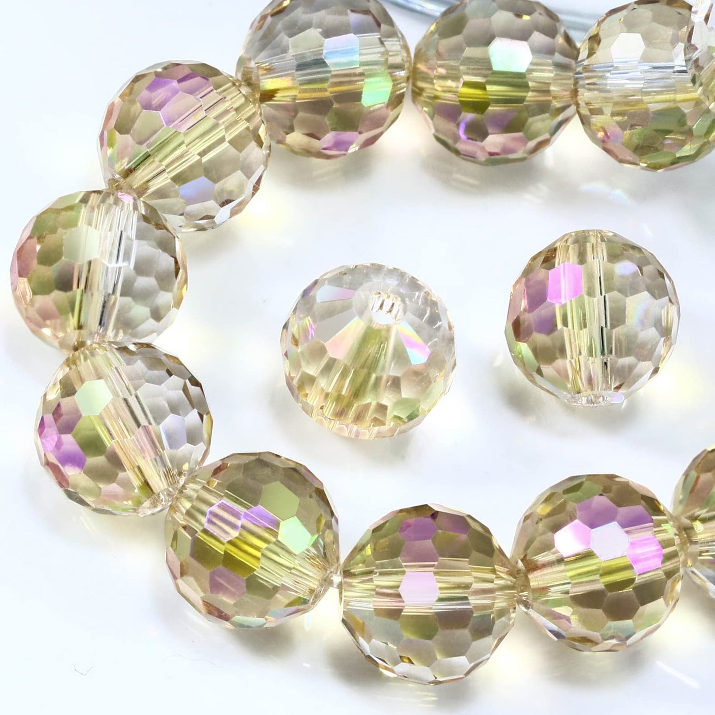 Dowarm 100PCS 8MM Crystal Glass Beads for Jewelry Making, Faceted Crystal Beads for Crafts Bracelet Wind Chimes Suncatcher, #5003 Rondelle Spacer Beads, Loose Gemstones, Purple Champagne