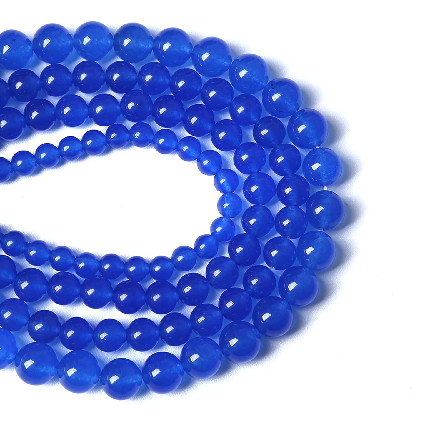 6MM 60PCS Deep Blue Chalcedony Natural Stone Loose Beads for Jewelry Making DIY Bracelet