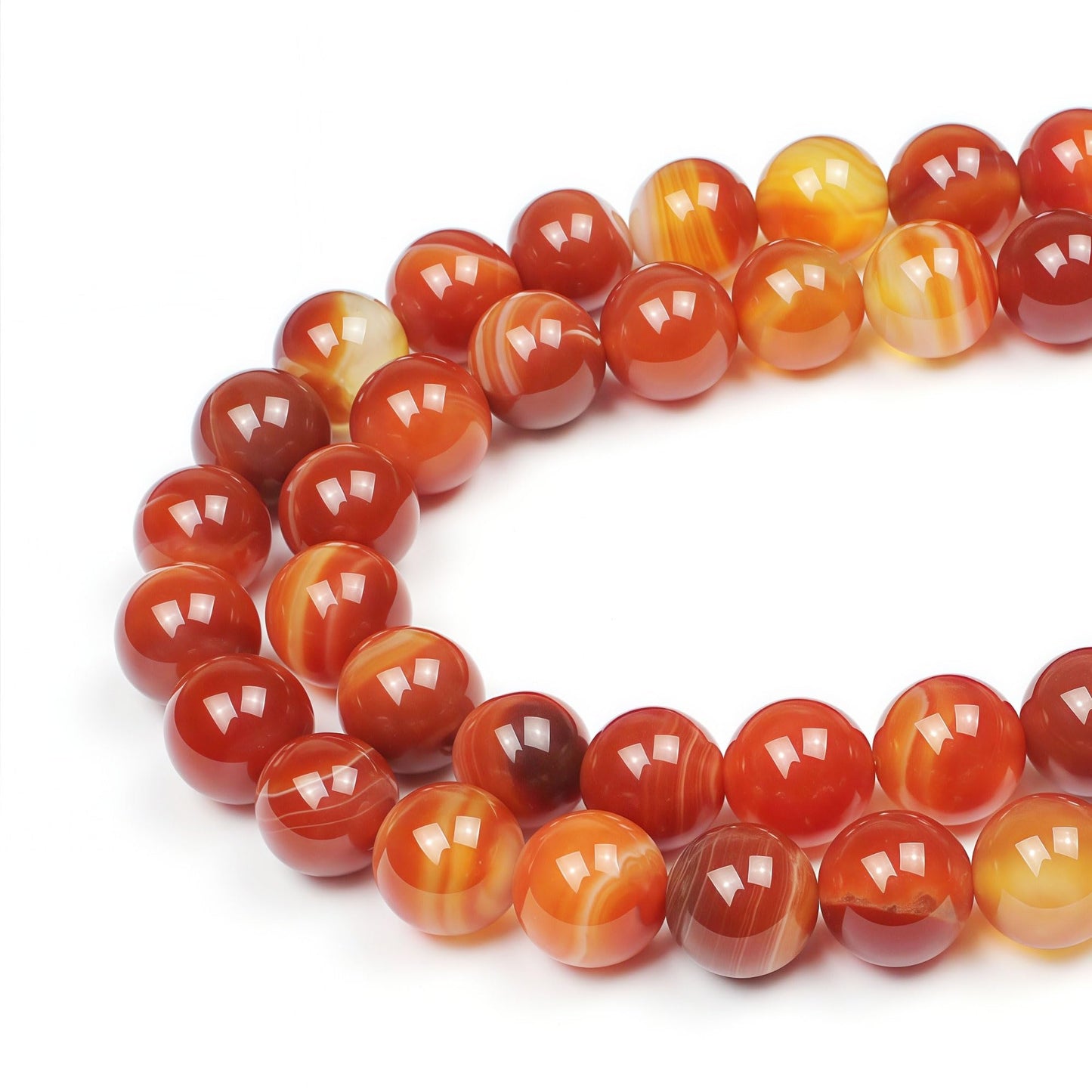 MJDCB Natural Red Striped Agate Beads Round Loose Beads for Jewelry Making DIY Bracelet Necklace (4mm)