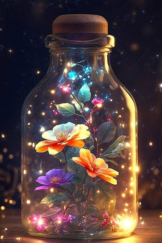 Picmondoo Diamond Painting - 40 x 60 cm, with Square Resin Stones, AB Stones, Rhinestones & Metallic Colours - DIY Artwork for Adults and Children (Luminous Flower Magic)