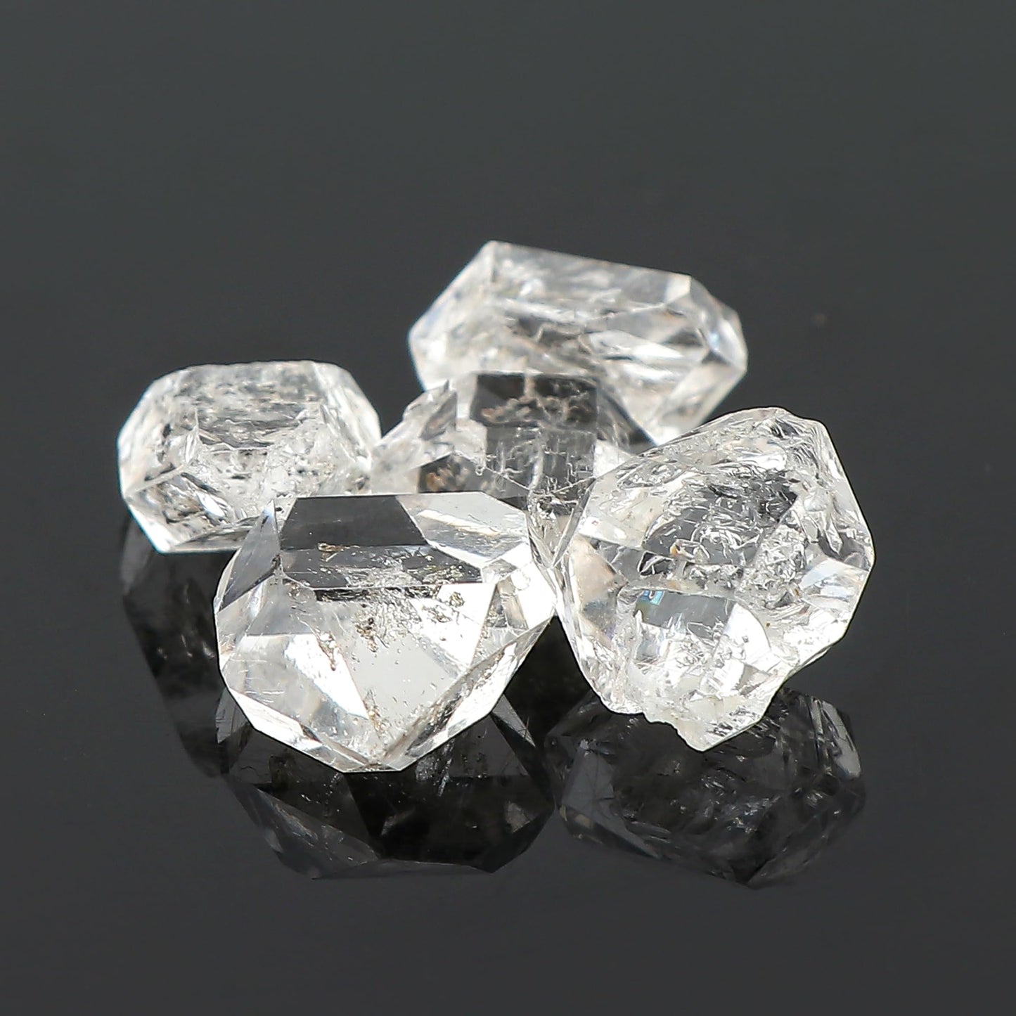 CRYSTALINES 5pcs Natural Raw Herkimer Diamond Quartz Gemstones, Assorted Rough Double Pointed Stone, Bulk Loose Supplies for Jewelry Making, Healing Crystals, Birthstone, Gem Collection