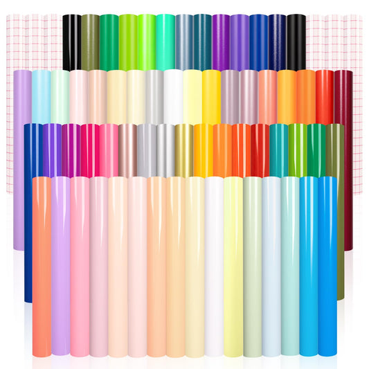 VINYL FROG Permanent Adhesive Vinyl Bundle 70 Pack Adhesive Vinyl Sheets 12''x12'' Permanent VinylPack for Cups DIY Craft Projects