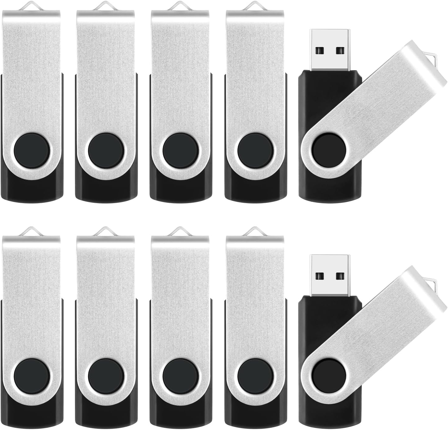 MECHEER 1GB 10 Pack, USB2.0 USB Flash Drive Thumb Drives Memory Stick Jump Drive with Light, Swivel USB Drive Zip Drive