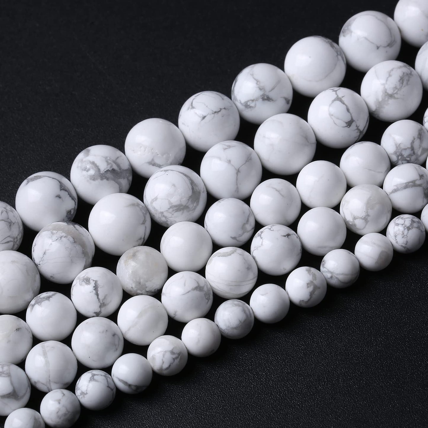 10MM 36PCS Natural Stone White Howlite Turquoise Crystal Beads for Jewelry Making DIY Bracelet