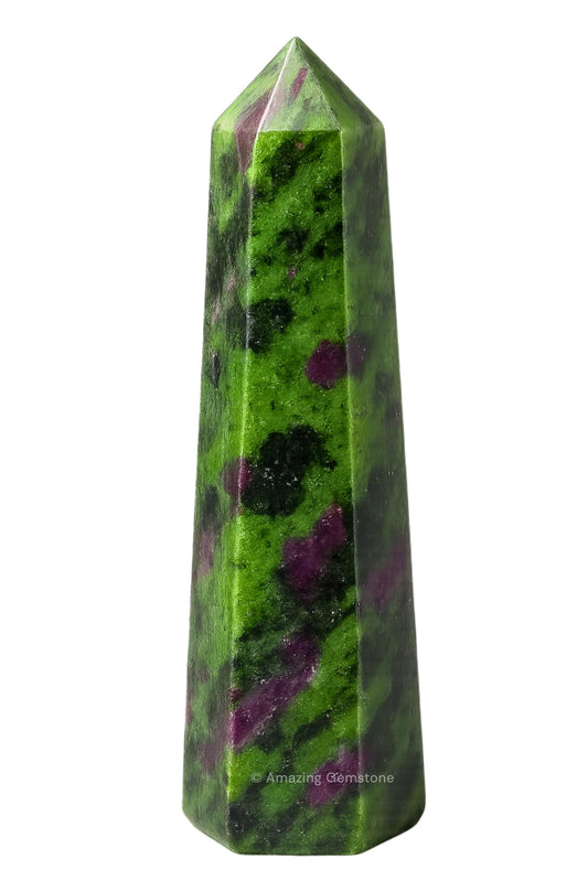 Amazing Gemstone Ruby Zoisite Crystal Towers - Natural Healing Crystal Point Obelisk for Reiki Healing and Crystal Grid (3" to 4" INCH)