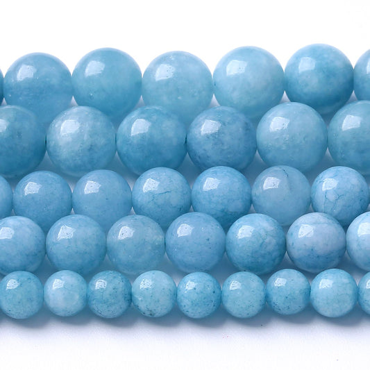180pcs 4MM Natural Blue Chalcedony Gemstone Beads for Jewelry Making Round Stone Beads DIY Bracelet Necklace 2 Strands 32"