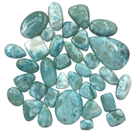 GEMKORA 75+ CTS Natural Larimar Gemstones Wholesale Cabochons Lot, Jewelry Making Loose Gemstone, Polished Gems, DIY, Wire Wrapping, Reiki, Wikka, Healing Crystals, Bulk Gemstone Deal