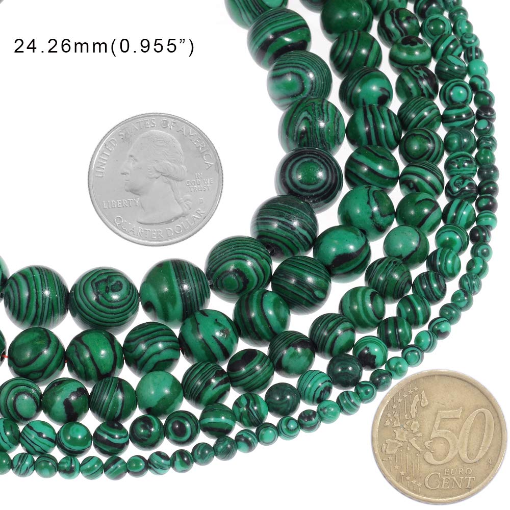 Natural Stone Beads 10mm Malachite Gemstone Round Loose Beads Crystal Energy Stone Healing Power for Jewelry Making DIY,1 Strand 15"