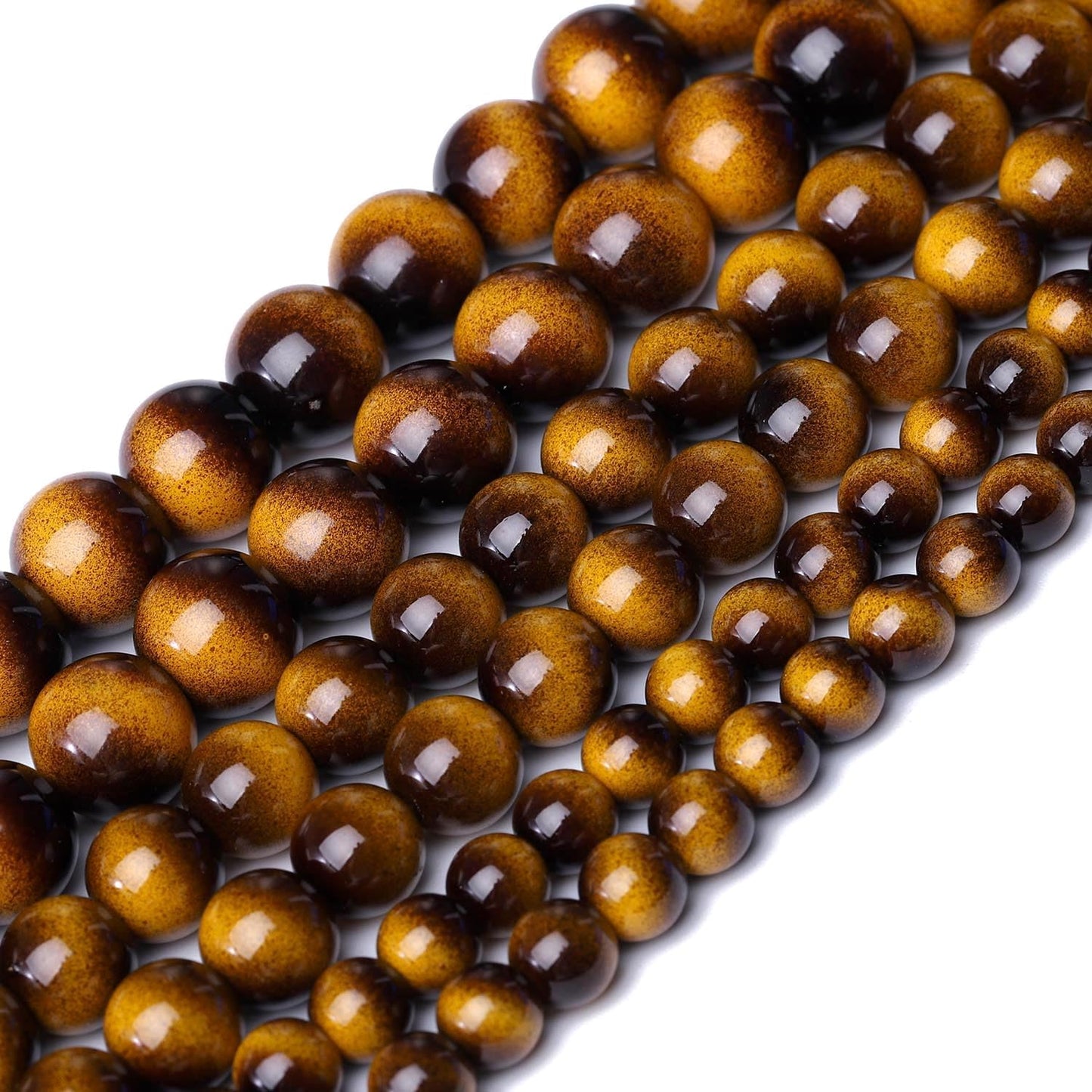 Song Xi 38PCS 10mm Yellow Tiger Eye Gemstone Beads for Jewelry Making, Round Smooth Glass Beads for DIY Bracelet Necklace Earring Keychain, Arts and Crafts, for Christmas Wedding Birthday