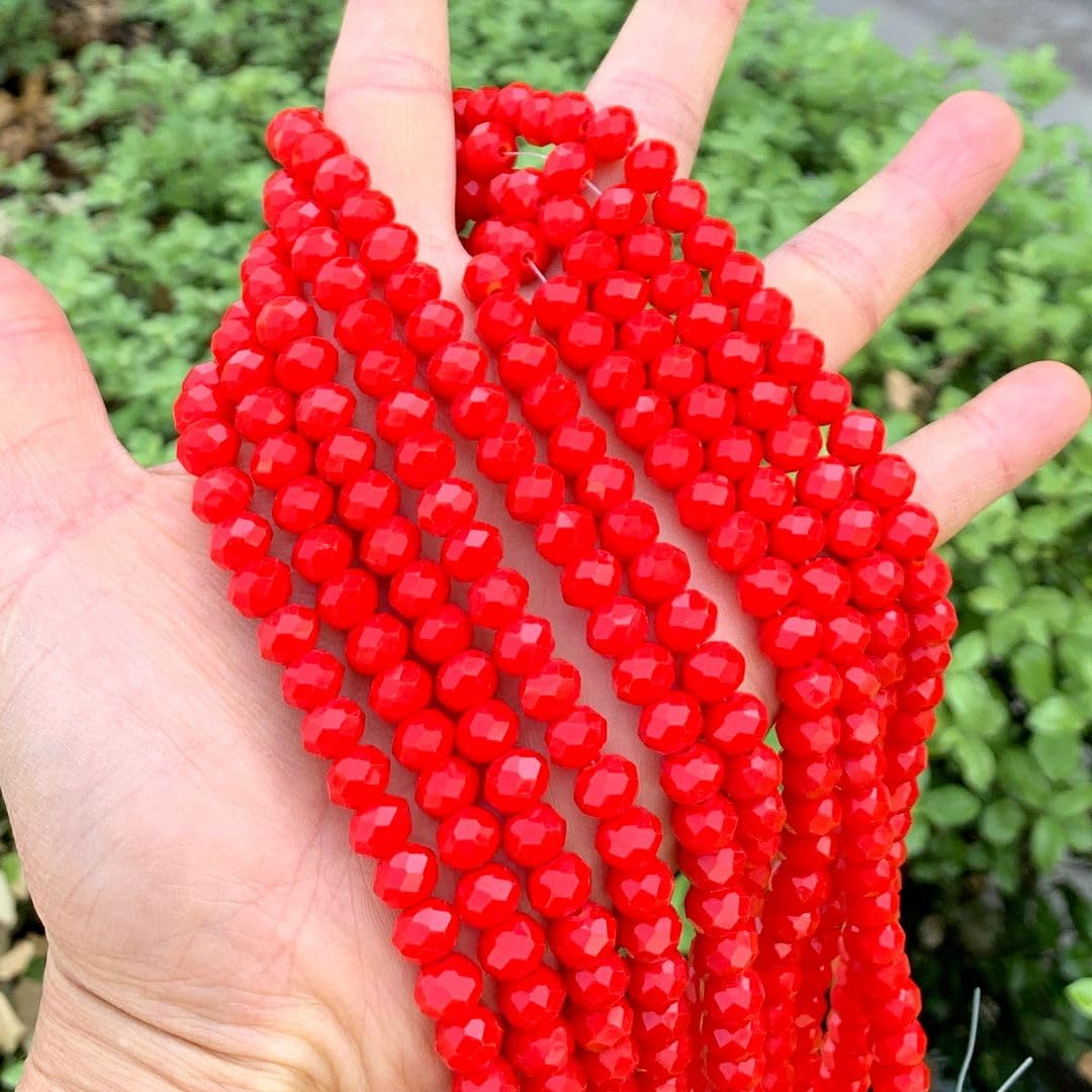 350pcs Czech Faceted Rondelle Crystal Glass Loose Beads 8mm Spacer Bulk Coral red for DIY Craft Jewelry Making CCR835