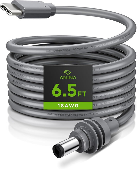 Anina (2M/6.5FT) 18AWG DC5521 USB-C to DC Power Cable for Starlink Mini with Smart PD Chip, Replacement Type C Male