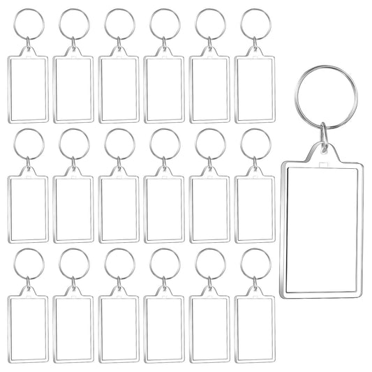 wutfuooo 150 Pack Clear Acrylic Photo Picture Keychain Blank Photo Insert Keyring DIY Personalize Favor