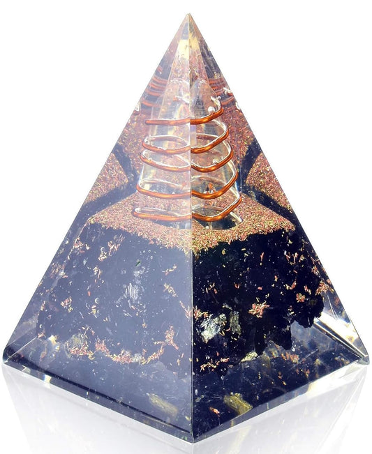 Orgone Pyramid-Black Tourmaline-Crystal-Chakra Balancing Orgone Energy Generator- Nubian Orgonite Pyramid for Spiritual Healing, Meditaion, Yoga, Reiki Gifts, Office and Home Decor