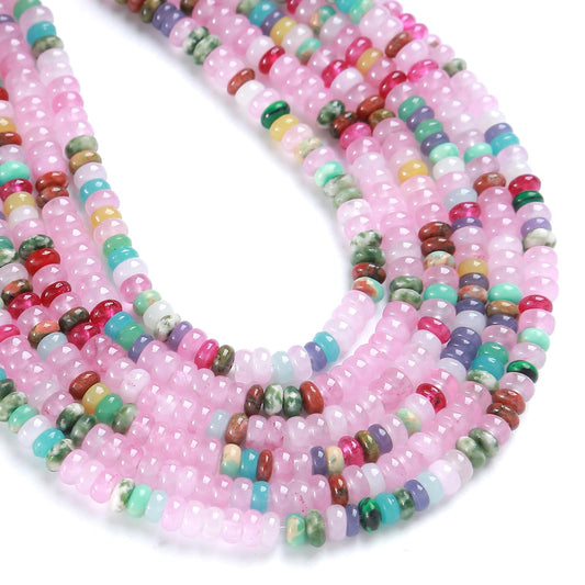 150PCS 2x4mm Natural Colorful Jades Stone Rondelle Beads Abacus Disk Stone Beads Round Loose Spacer Gemstone for DIY Bracelet Necklace Jewelry Making