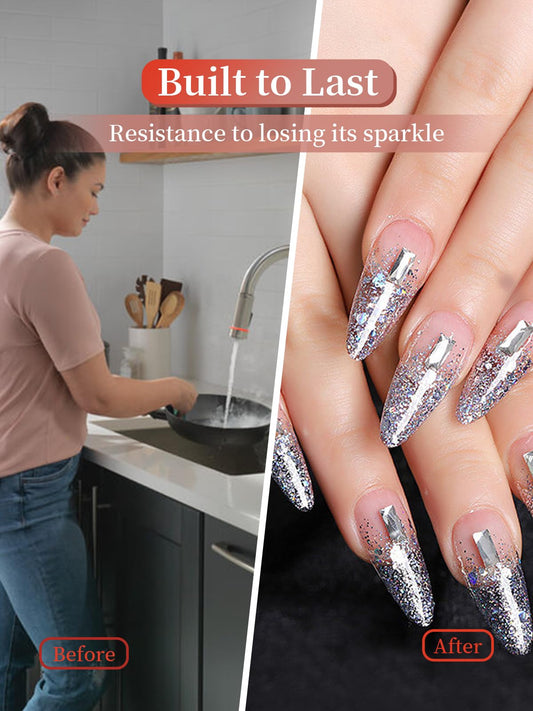AMLAVIFISH Silver Nail Rhinestones, 5380Pcs Flatback Glass Nail Charms Gems Stones, 19 Shapes of Nail Art Rhinestones Kit with Tweezers, 6 Sizes for Decoration Makeup DIY