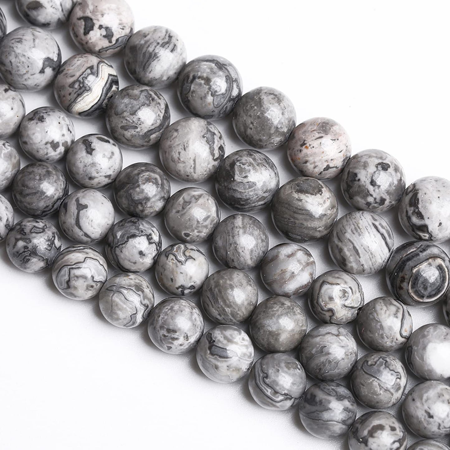 8MM 45PCS Natural Stone Map Jasper Loose Beads for Jewelry Making DIY Bracelet