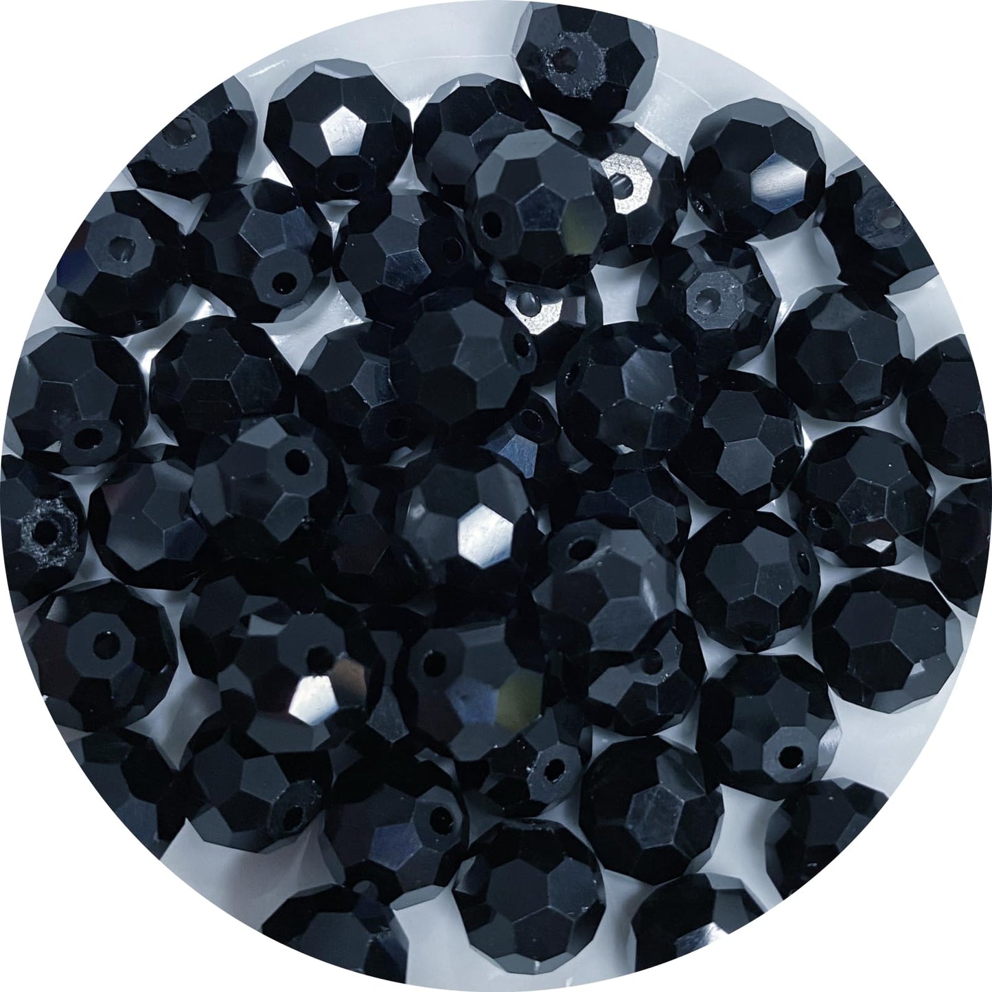 Xinhongo Crystal Glass Beads 100 Pieces 8mm Round Faceted Glass Spacer Beads for Jewelry Making Bracelet Earring Necklace DIY Craft Supplies(Black)