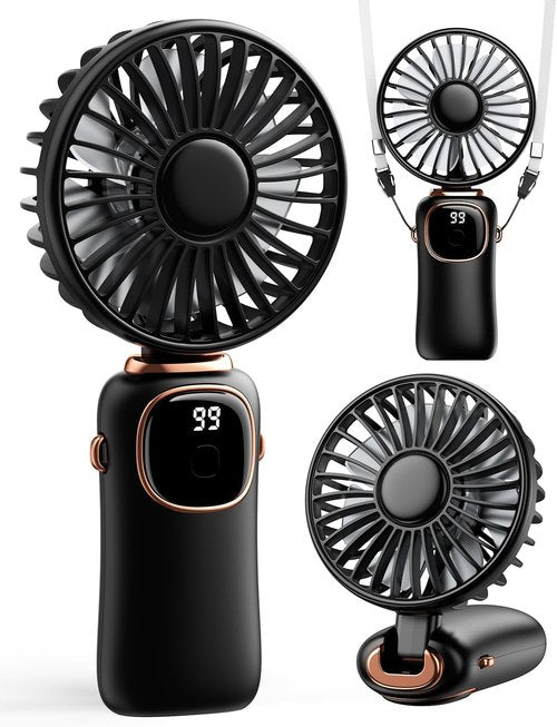 coldSky Portable Handheld Fan - 3-in-1 Multifunctional Travel Fan with 4000mAh Battery | Black