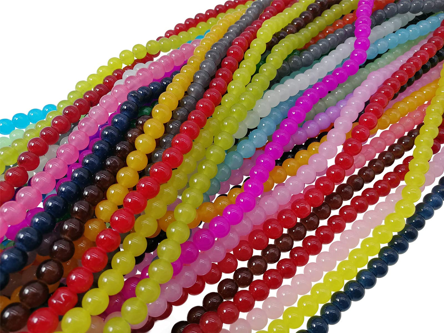Pamir Tong 1000PCS 8mm Glass Round Beads Bulk， Imitative Jade Beads, Bracelet Loose Beads for Jewelry Making Earring, Necklaces, and DIY Crafts