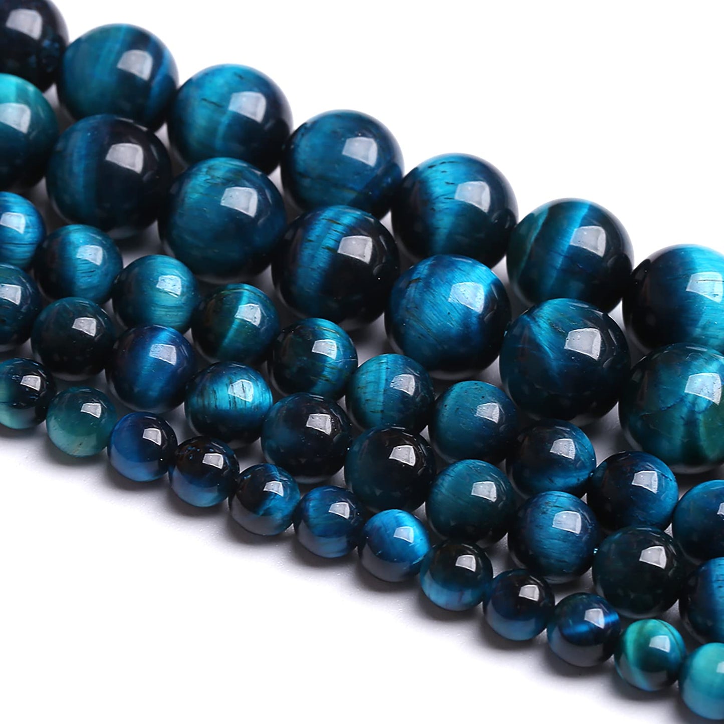 12mm 32PCS Blue Tiger Eye Beads Natural Stone Gemstone Spacer Loose Beads for Jewelry Making DIY Bracelet Semi Precious Beads Strand 15 inches