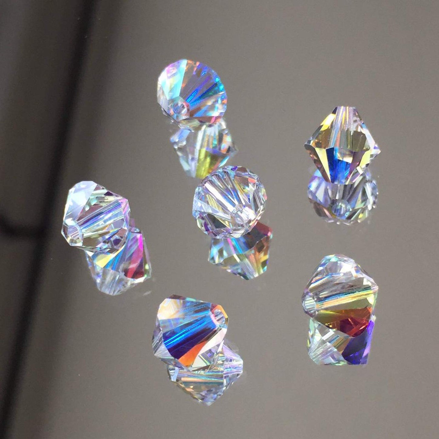Dowarm 1000PCS Bicone Crystal Beads 4mm, Bulk Small Faceted Bicone Glass Beads for Jewelry Craft Making, DIY Bracelet, Necklace, Dolls (Crystal AB, 4MM)