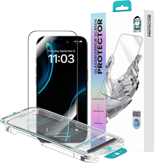 17 6.3 inch, 3D BENKS GlassWarrior Sapphire Screen Protector for iPhone Pro Curved Full Coverage Tempered Glass, Ultra