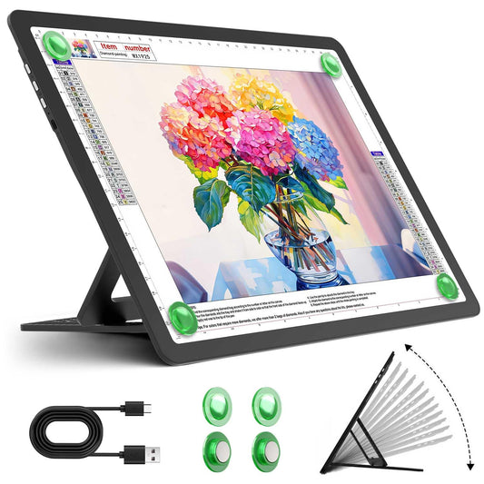 Zocelight Rechargeable A4 Light Pad with Built-in Stand,Super Bright Magnetic Light Table with Physical Buttons,Wireless Light Box for Tracing, Light Board for Diamond Painting,Sketching Weeding Vinyl